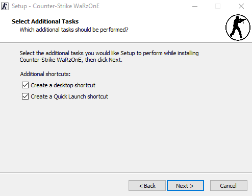 Setup - Select Additional Tasks: Create a desktop shortcut and Create a Quick Launch shortcut, both ticked